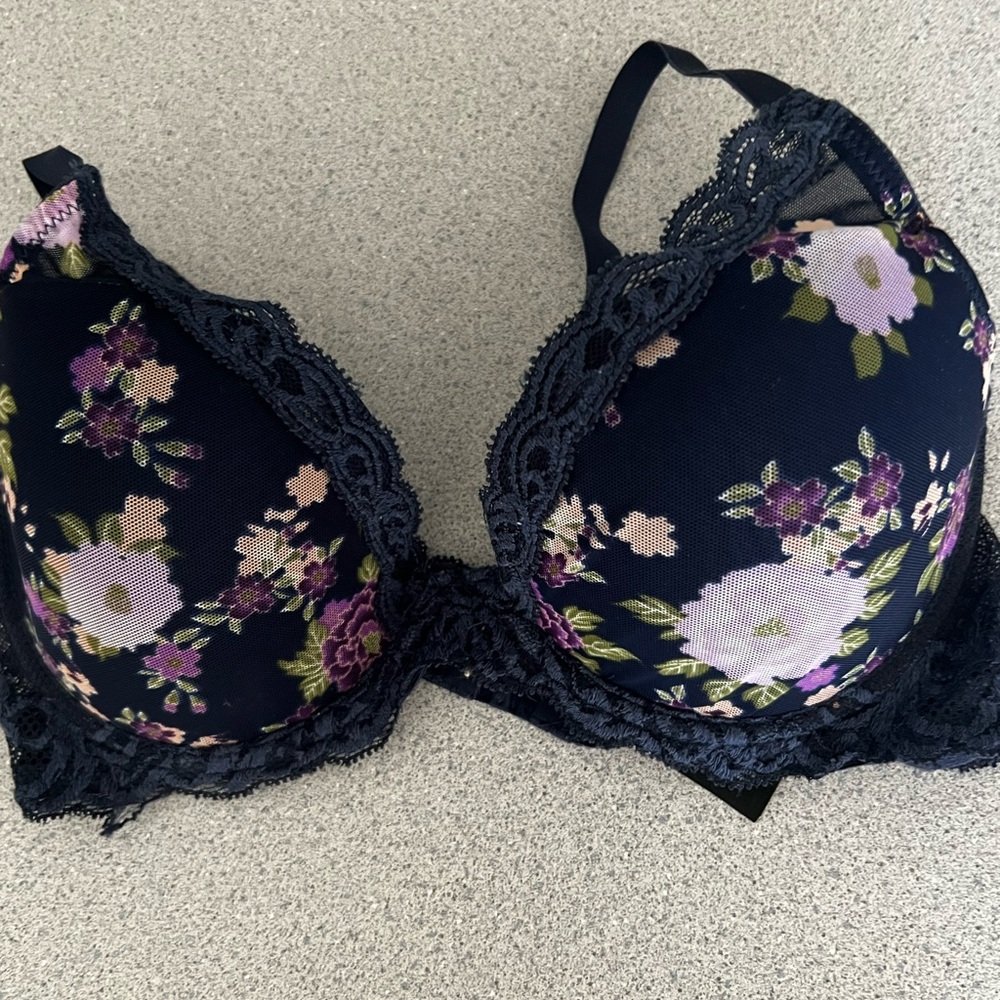 Natori Navy Floral Lace Bra 36C